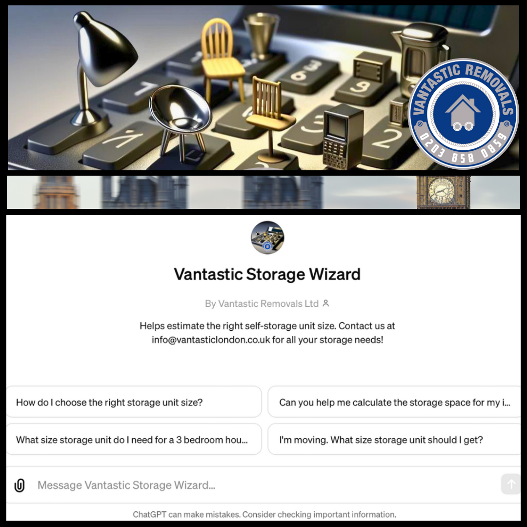 The Vantastic Storage Wizard interface on a screen, showcasing the tool used for calculating the ideal storage unit size based on customer needs.